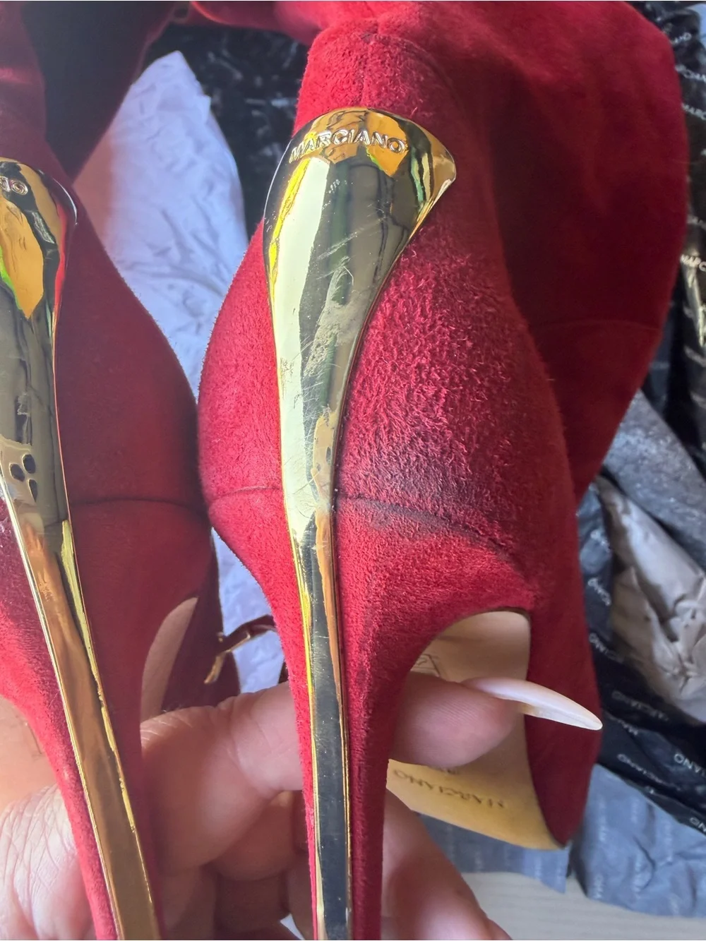Marciano Red Suede Over the Knee boots 40
